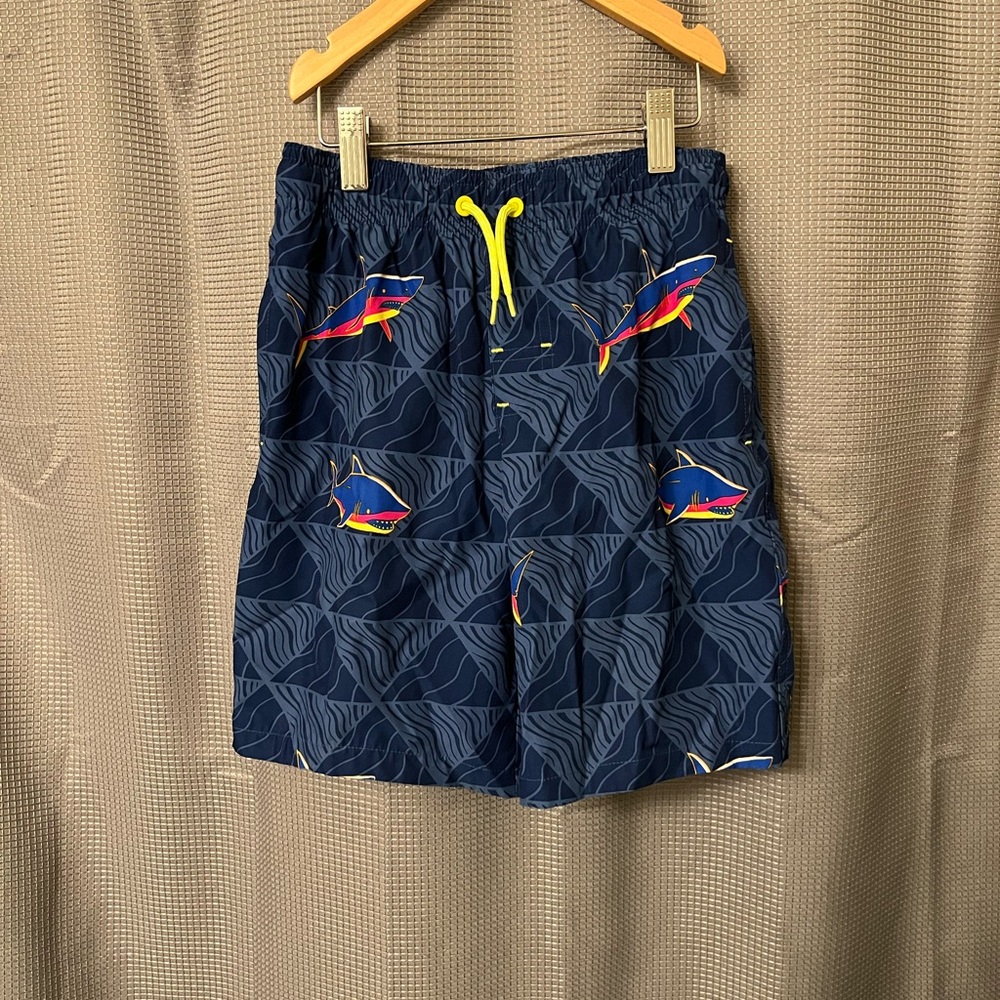 Wonder Nation Blue and Yellow Swim Trunks with Quilted Design